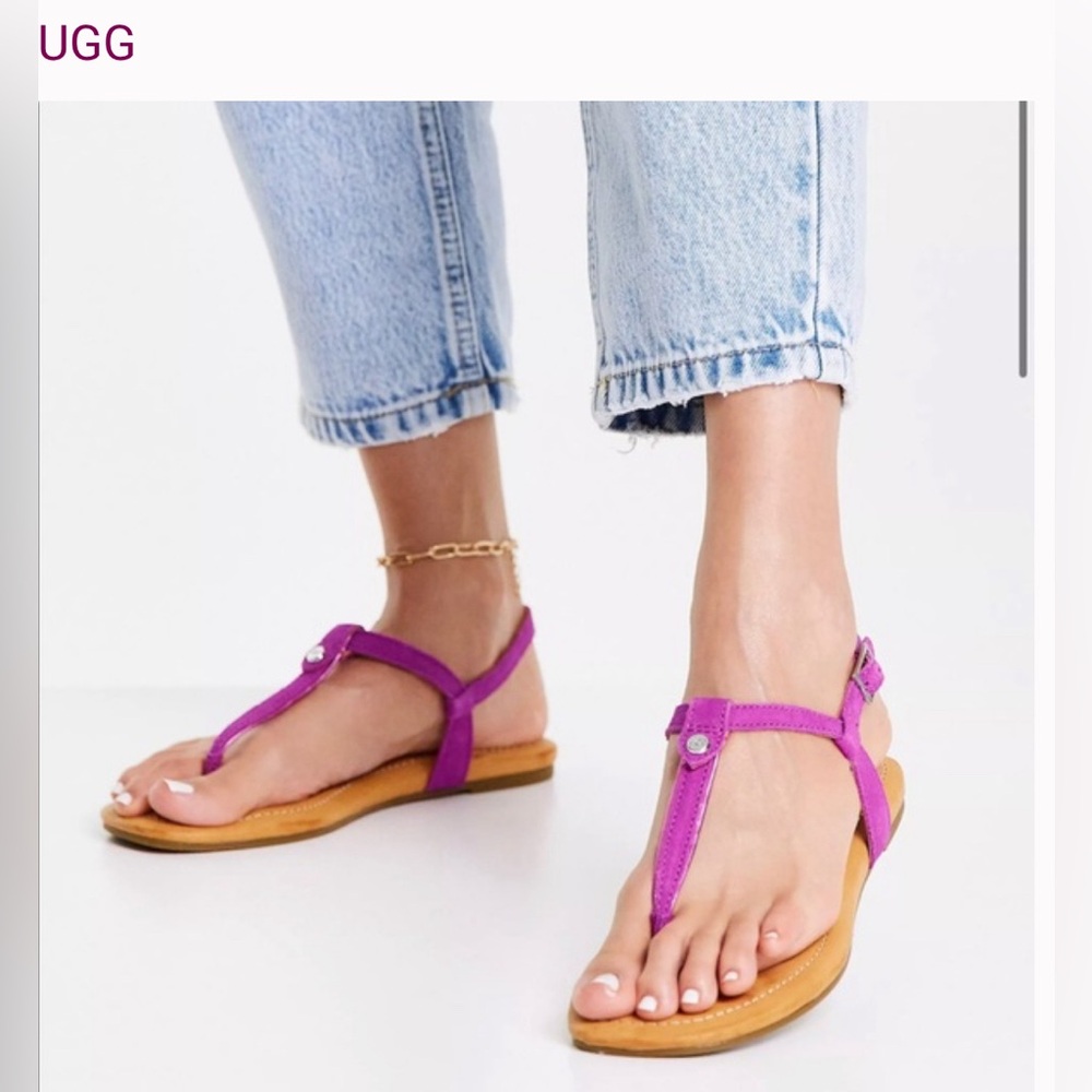 UGG MADEENA fuschia  pink metallic UGGS thong sandals